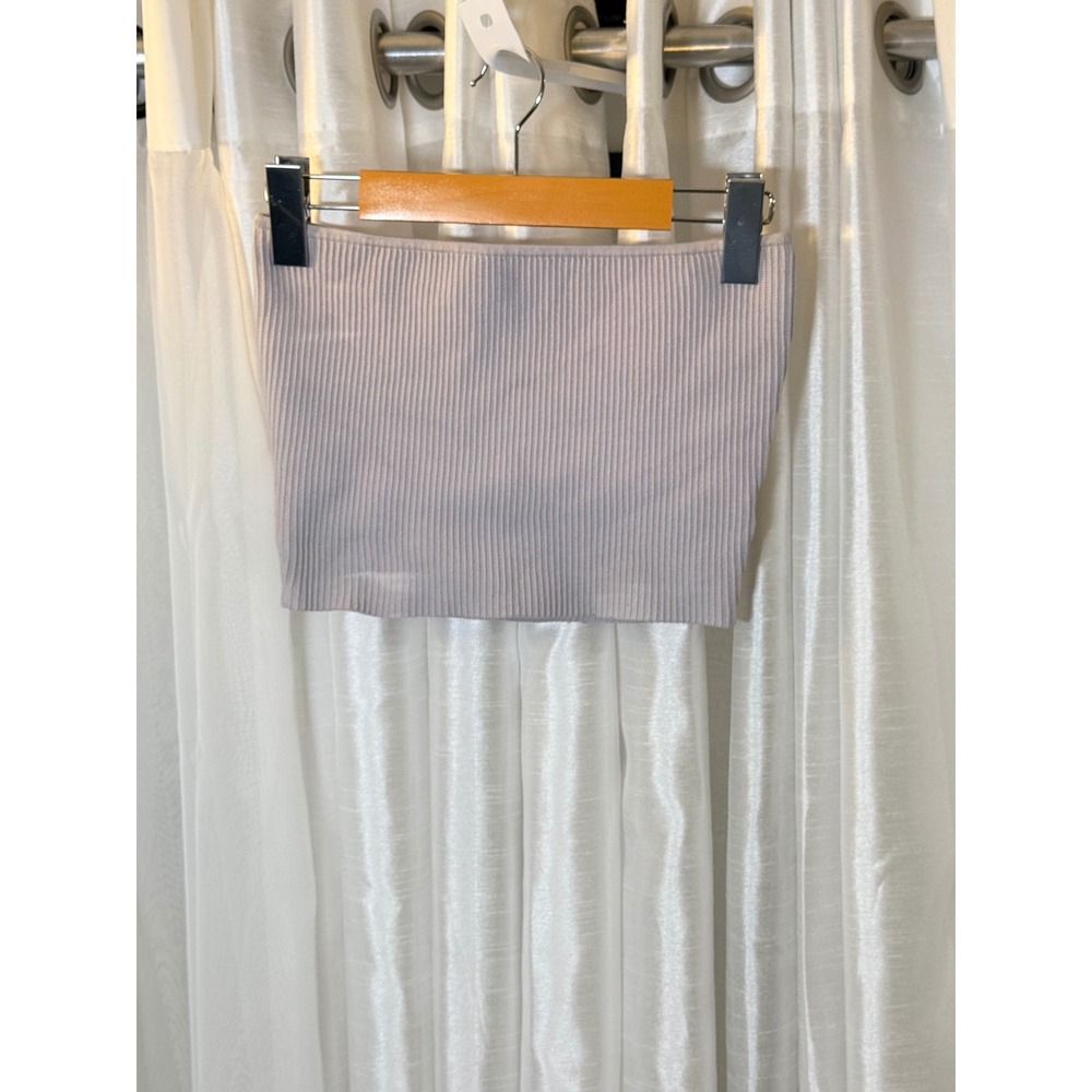 Babaton Tube Top Womens Small Lavender Ribbed Knit Strapless Minimalist Chic